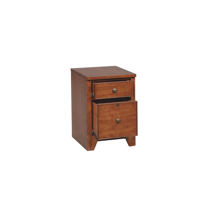 Cherry Finish 2 Drawer Wooden Vertical File Cabinet With Locker