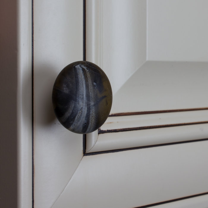 Gliderite Hardware Handpainted River Rock Stone Ceramic Cabinet