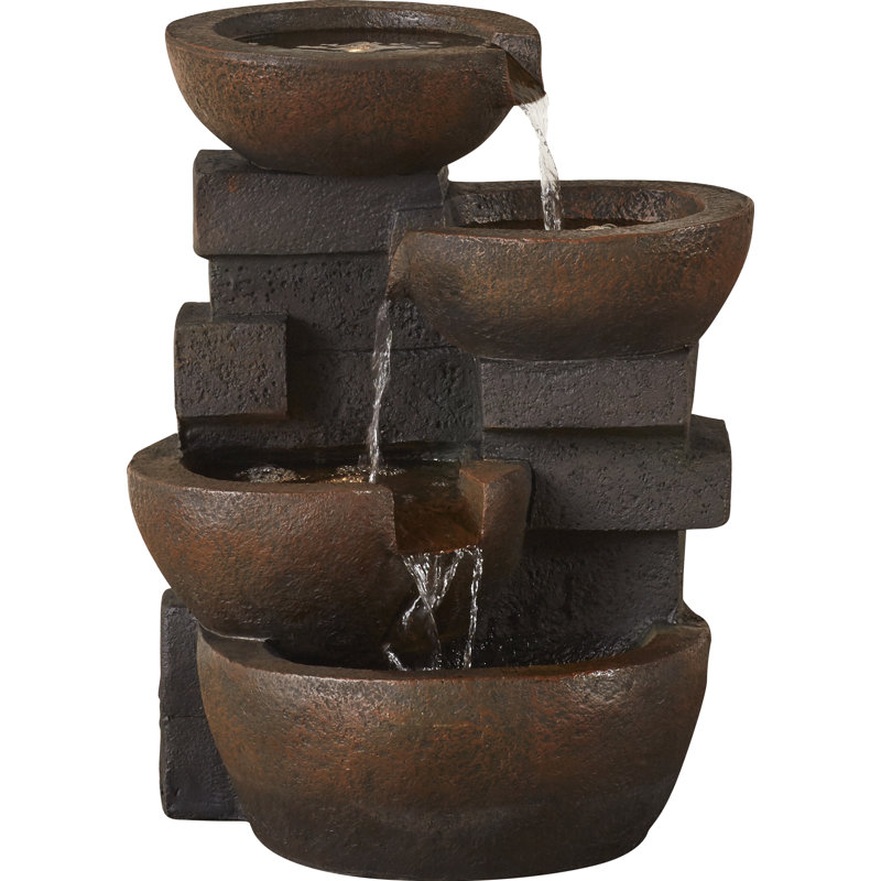 Jeco Inc Resin Fiberglass Zen Tiered Pots Fountain With Led Light Reviews Wayfair