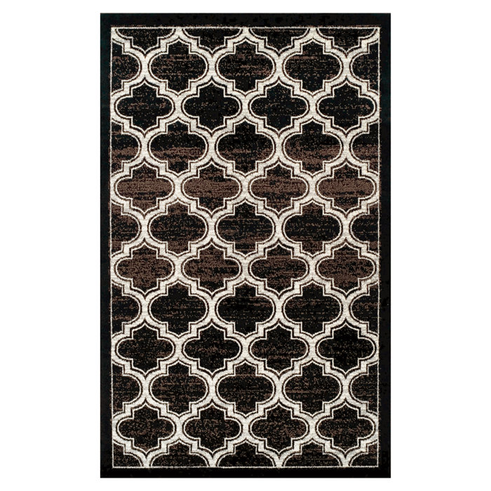 Winston Porter Angelita Geometric Black Area Rug Reviews