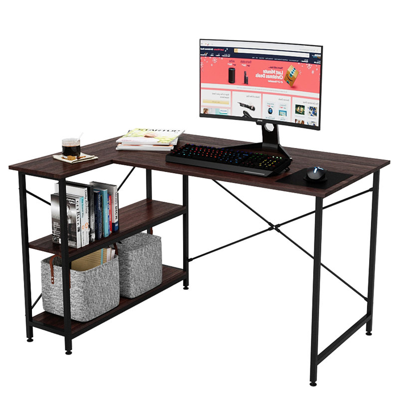 17 Stories Computer Desk With Storage Shelves Under Desk Small L Shaped Corner Desk With Shelves 47 Inch Writing Desk Table With Storage Tower Shelf Home Office Desk For Small Spaces P2 Wood