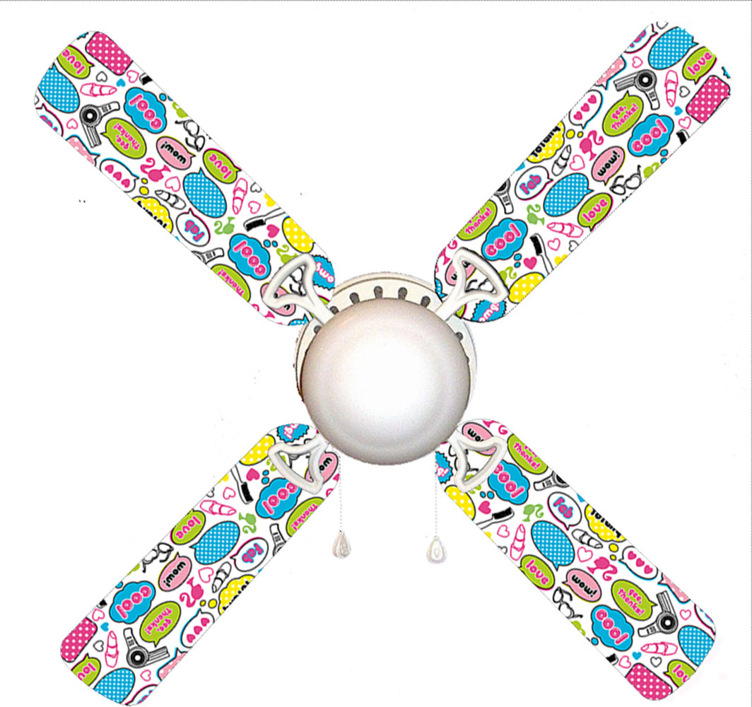 888 Cool Fans 42 Barbie Says 4 Blade Ceiling Fan Light Kit
