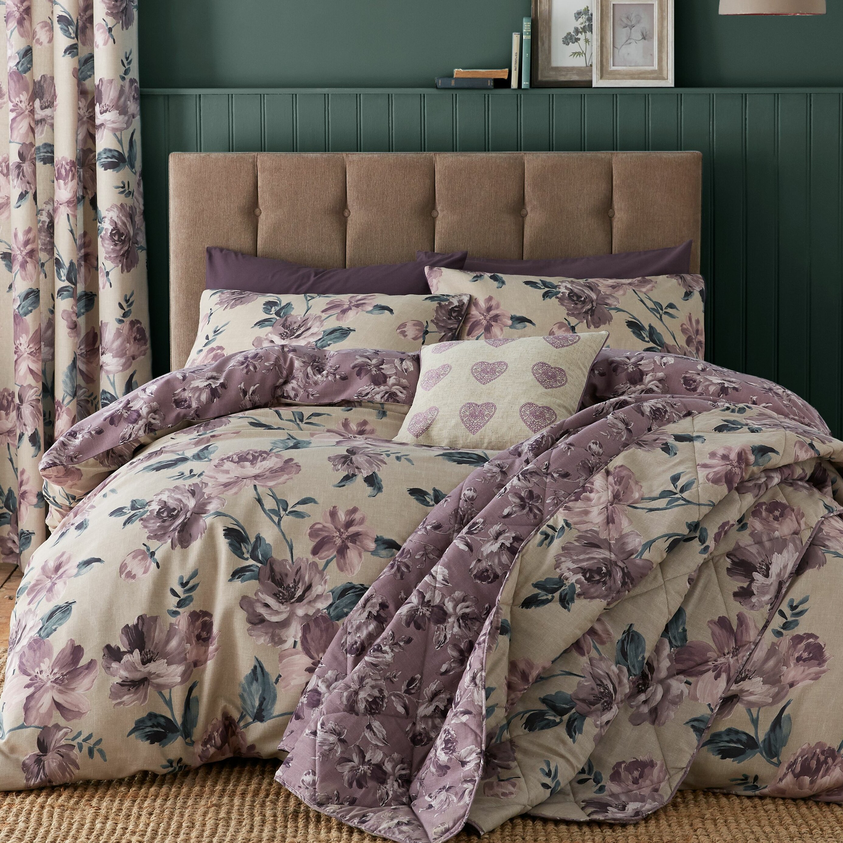 Catherine Lansfield Painted Floral Easy Care Duvet Cover Set