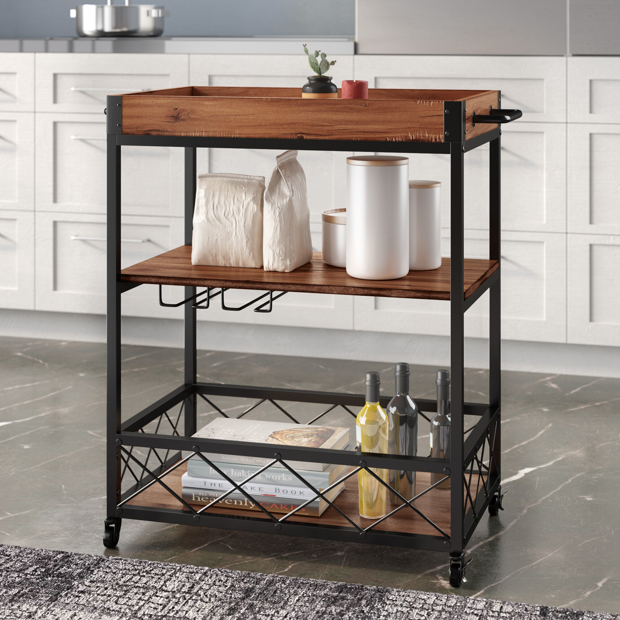 Williston Forge Valentin 3 Tier Rolling Kitchen Cart Reviews Wayfair