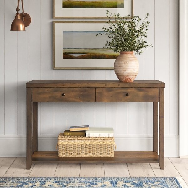 light wood console table