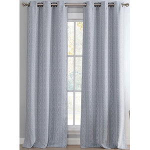 Davis Knit Geometric Blackout Grommet Curtain Panels (Set of 2)
