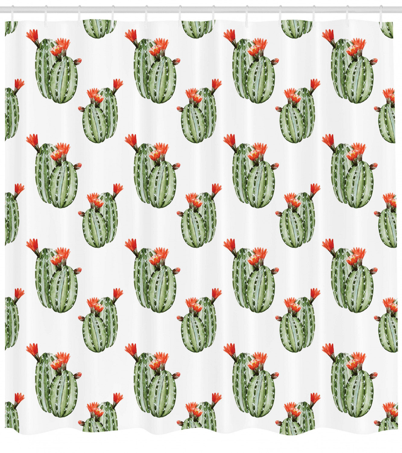 Maren Cactus With Spikes And Red Flowers Mexican Hot Desert