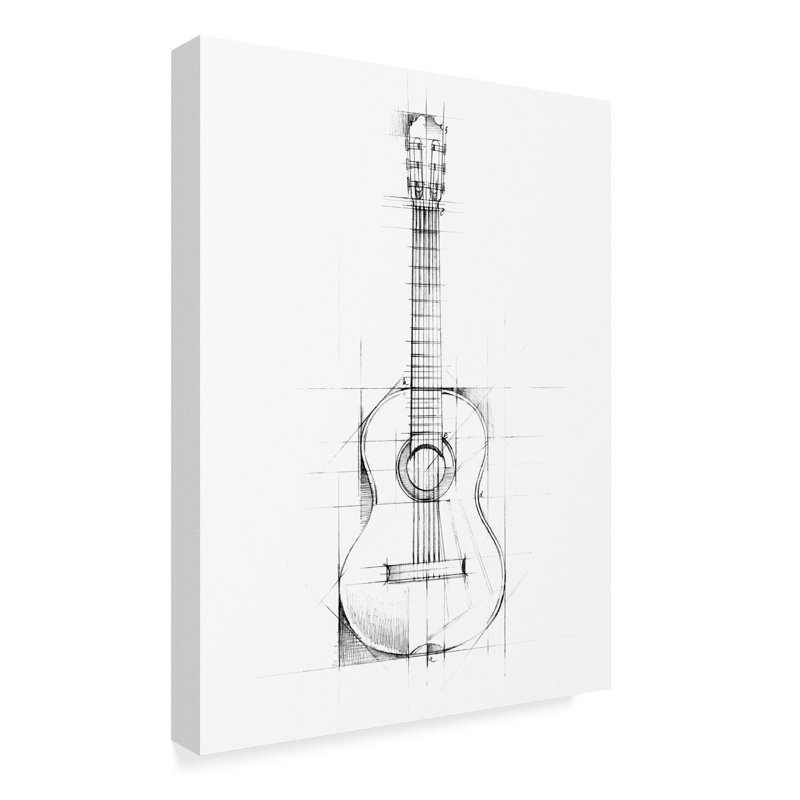 East Urban Home Guitar Sketch Watercolor Painting Print On
