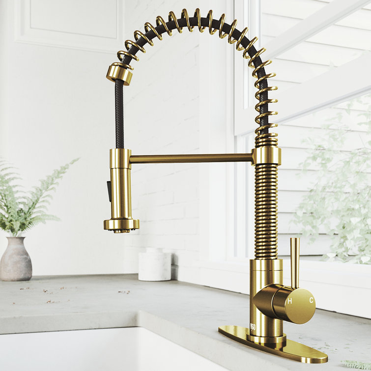 Vigo Edison Pull Down Single Handle Kitchen Faucet With Deck Plate Reviews Wayfair