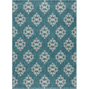 Bella Transitional Teal Indoor/Outdoor Area Rug
