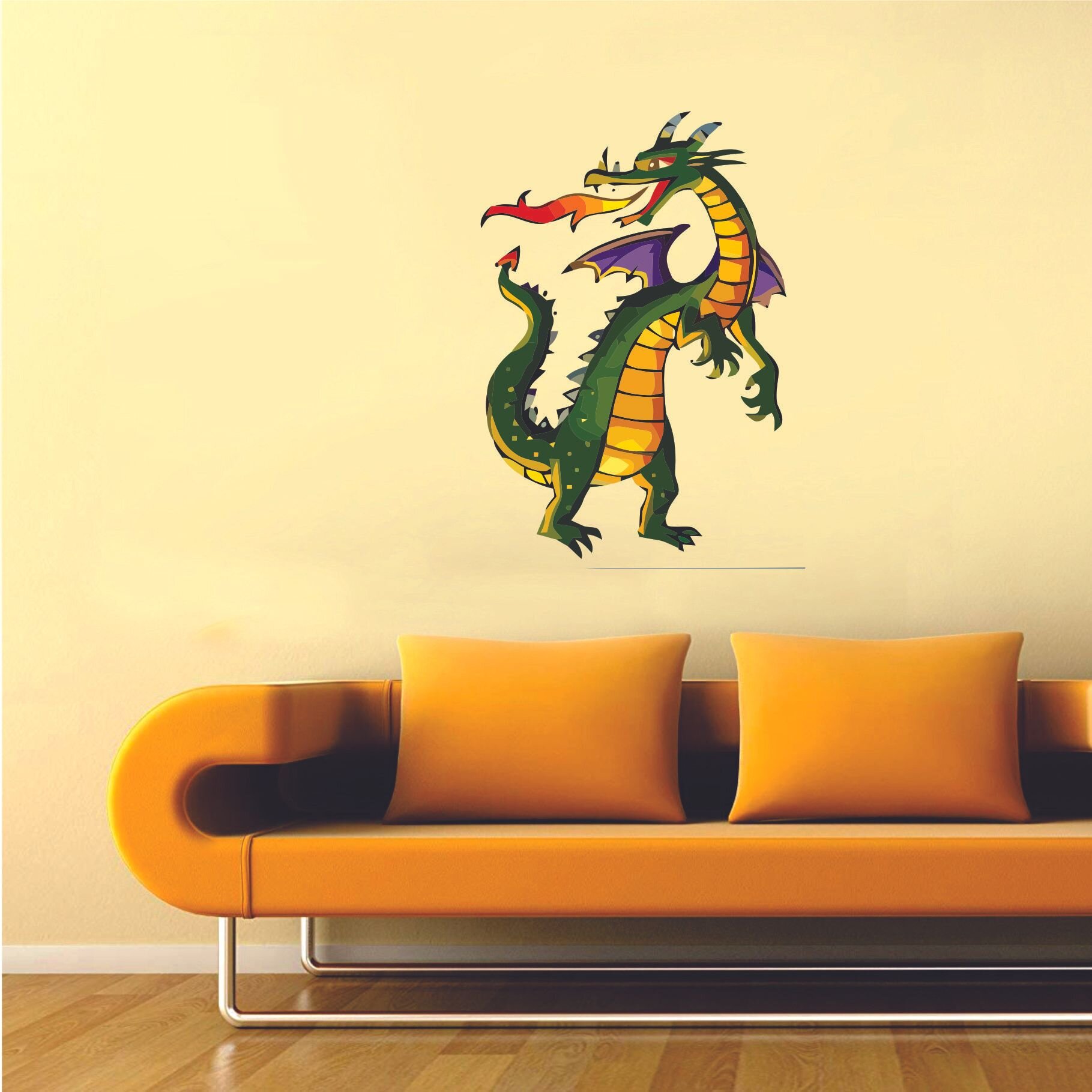 Zoomie Kids Flying Dragon Breathing Fire Standing Cartoon Wall Decal Wayfair