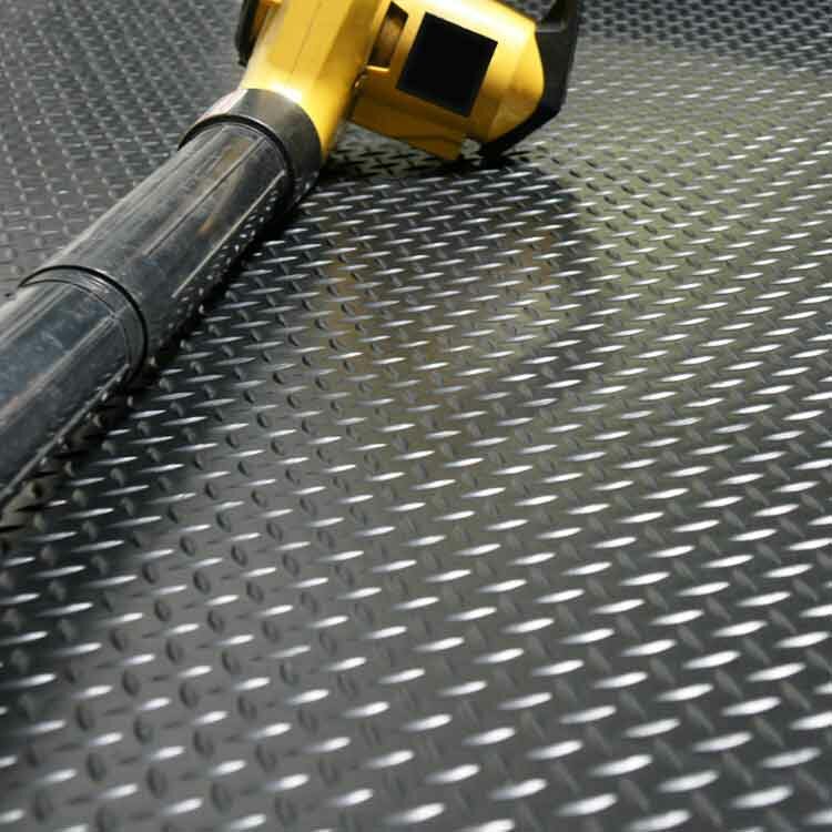 Rubber Cal Inc Diamond Plate Garage Flooring Roll In Black