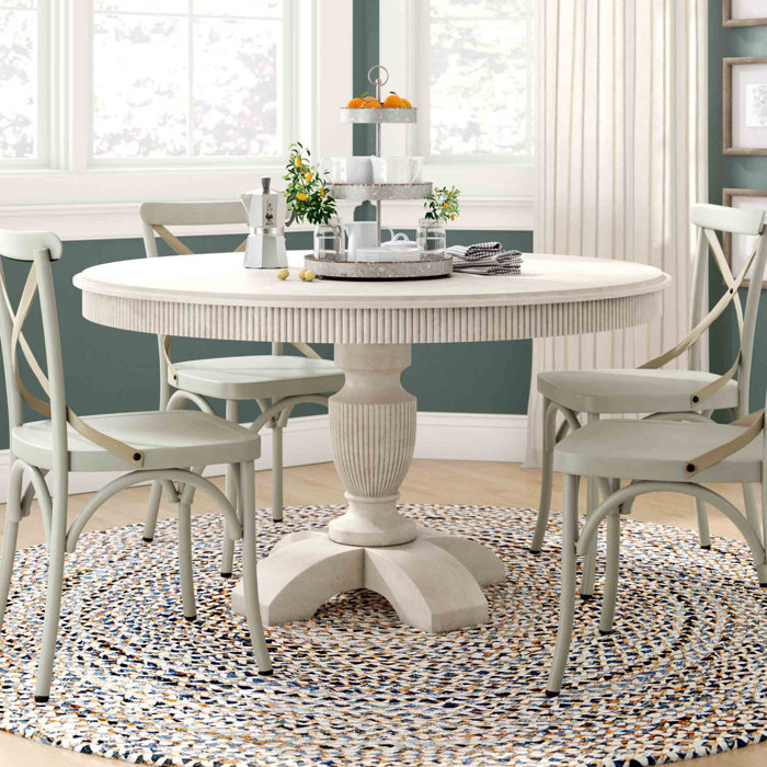 August Grove® Coursey Mango Solid Wood Pedestal Dining Table &amp; Reviews