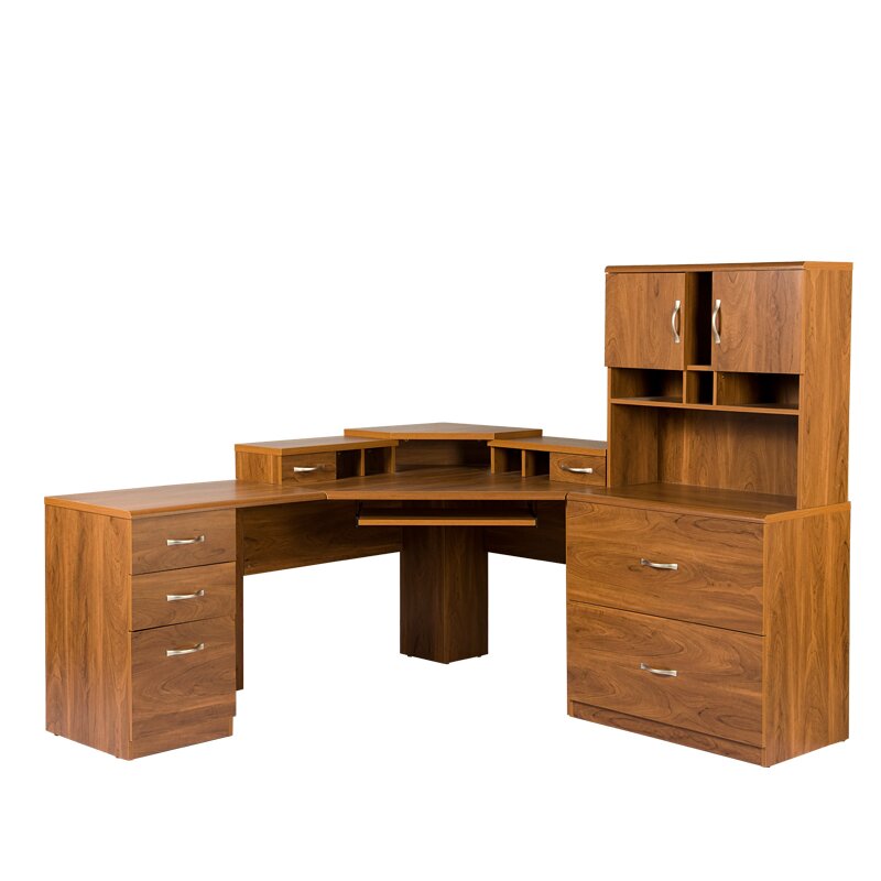 Millwood Pines Leavy Reversible L Shape Desk With Hutch Reviews