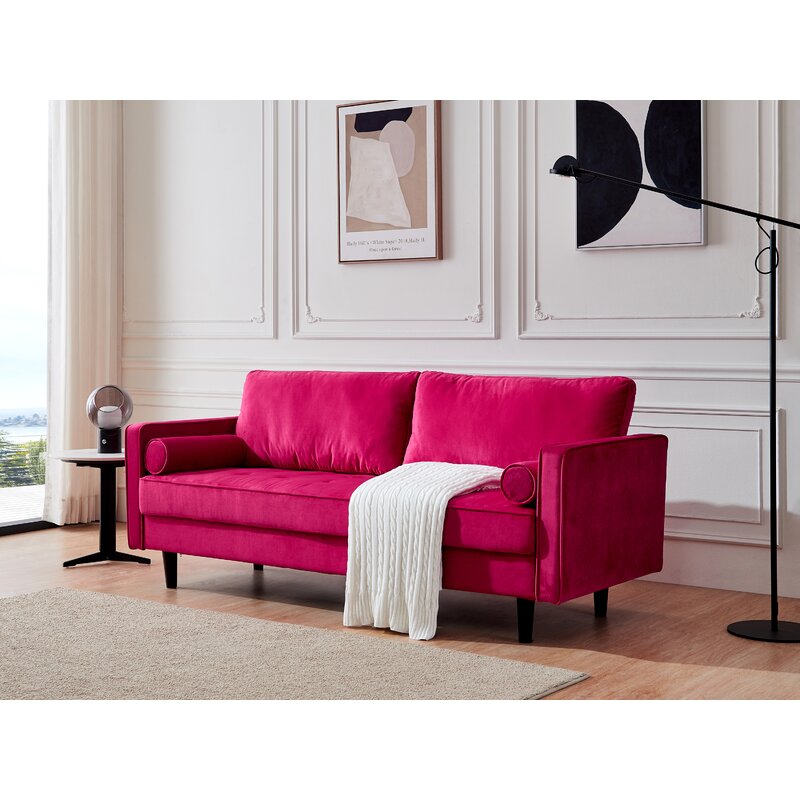 Mercer41 Modern Velvet Fabric Living Room Loveseat Sofa Couch For Small Spaces,Red | Wayfair.ca