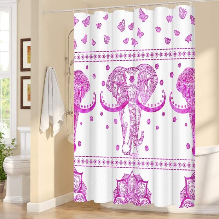 Waterproof Various Bohemian Elephant Pattern & 12 Hooks Bathroom Shower Curtain 