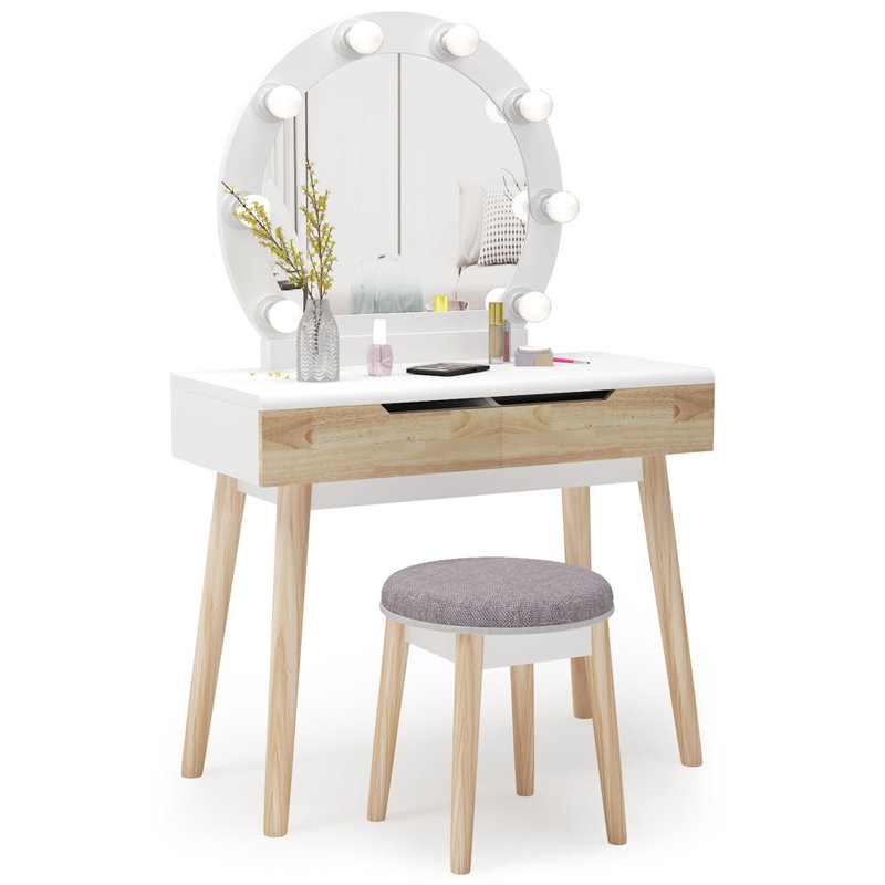 Hermanson Vanity Set with Stool and Mirror