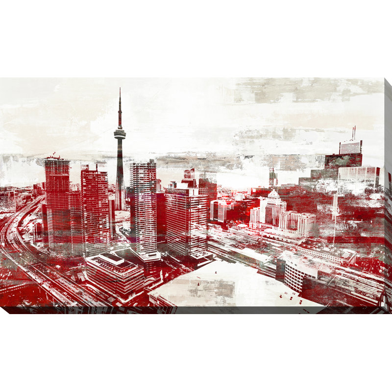 Latitude Run Studio Toronto City View 2 Graphic Art Print On Wrapped Canvas Wayfair
