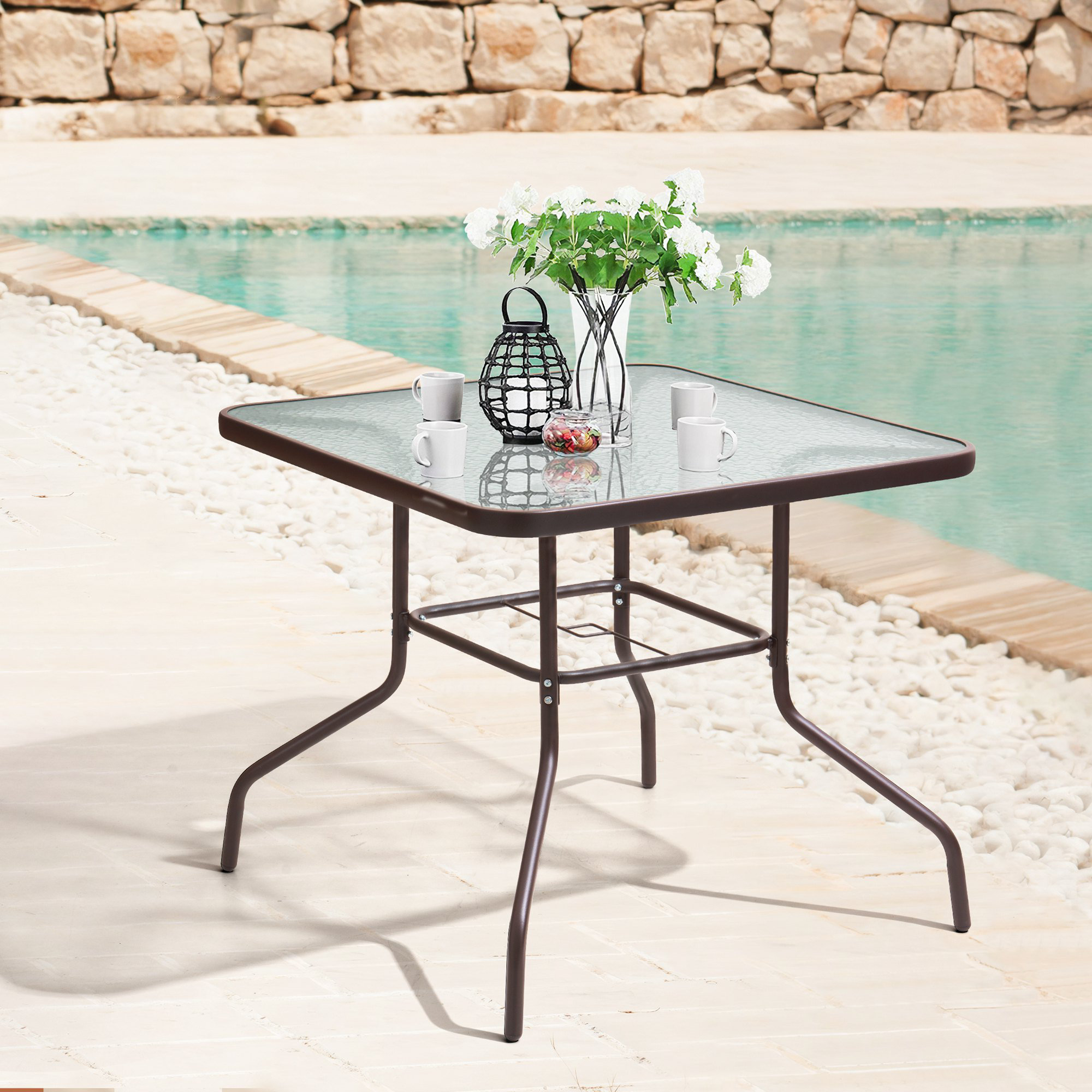 Latitude Run® Ainikki Glass Outdoor Dining Table & Reviews | Wayfair