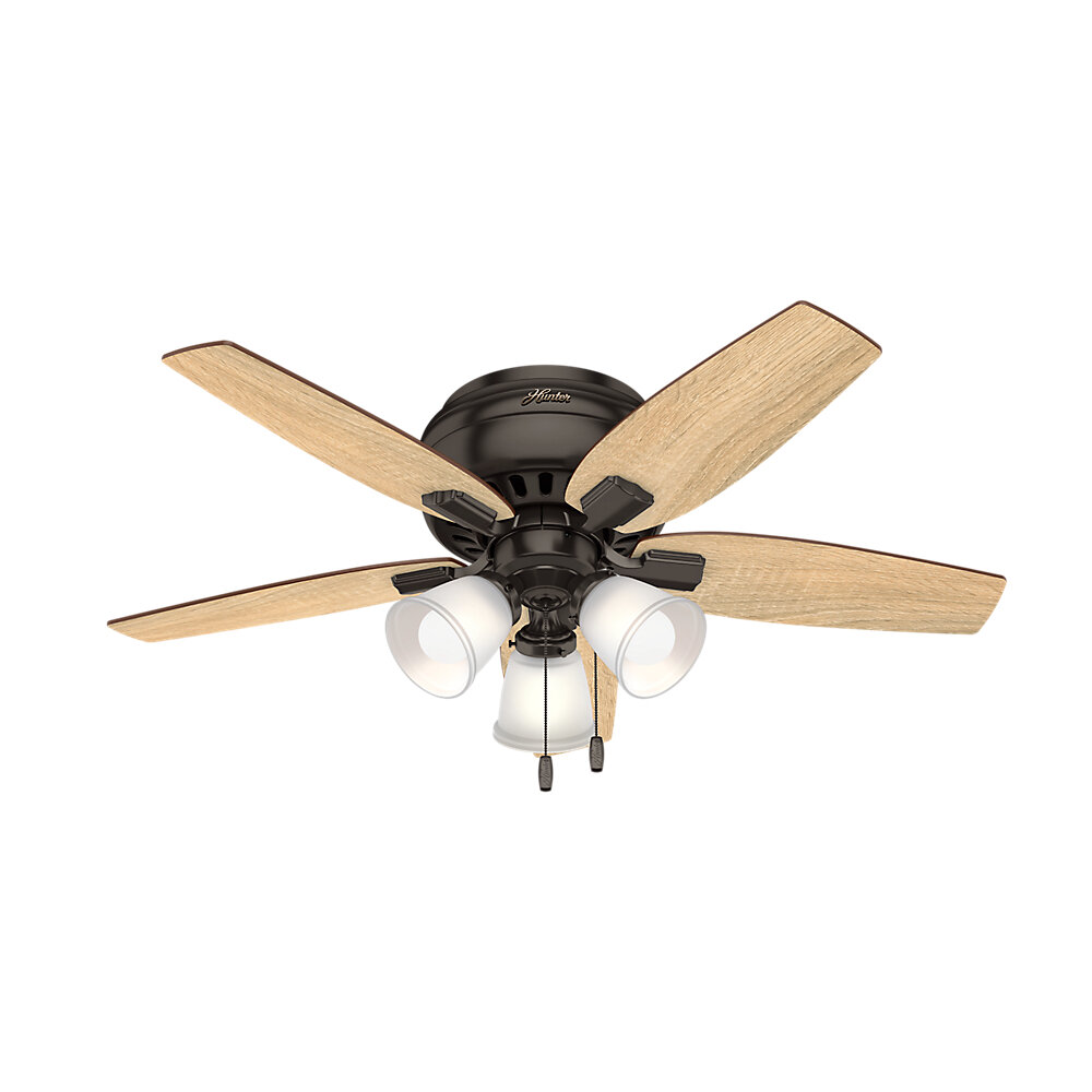 Charlton Home 42 Giusto 5 Blade Flush Mount Ceiling Fan With Pull Chain And Light Kit Included Reviews Wayfair