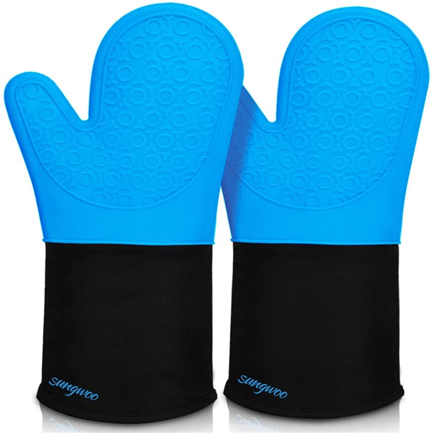 1pair Baking Heat Resistant Professional Silicone Oven Mitts Kitchen Non Slip US 
