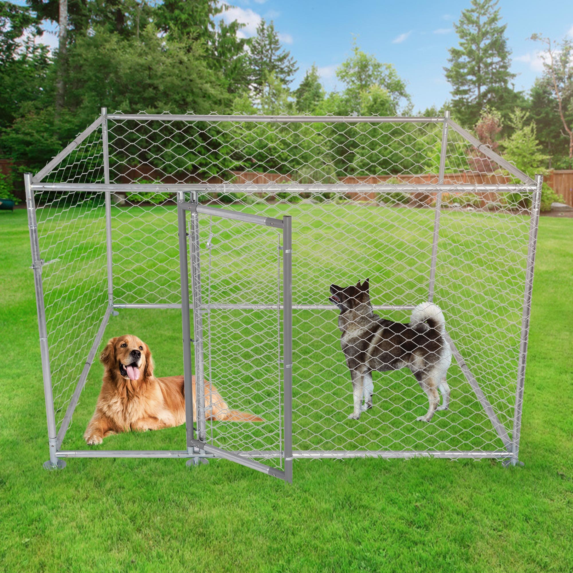 LUCKYREMORE Metal Dog Kennel Outdoor Large Dog, To Clean & Rust-Resistance Dog Crate With Lockable Gate | Wayfair