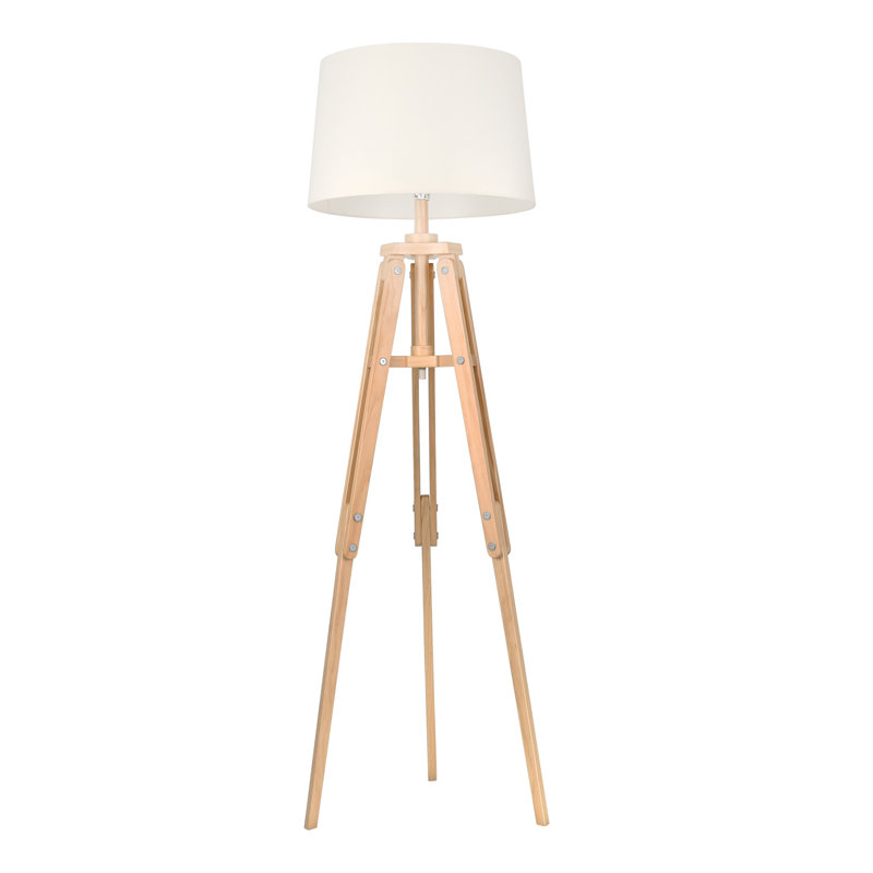 wooden tripod bedside lamp