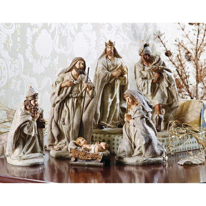 6 Piece Glittered Nativity Set