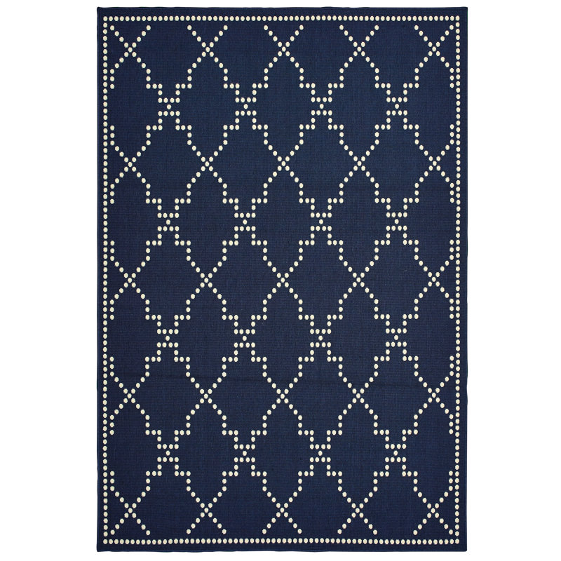 Charlton Home Salerno Geometric Navy Indoor Outdoor Area Rug Reviews Wayfair