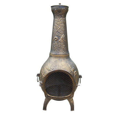 Oakland Living Dragonfly Cast iron Wood Burning Chiminea Finish: Antique Bronze