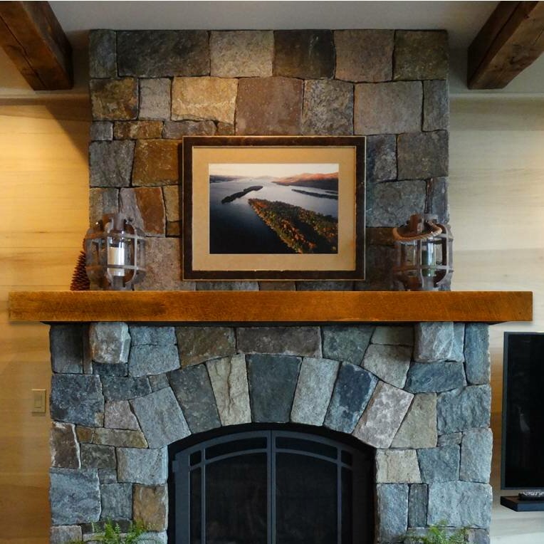Storied Boards Reclaimed Oak Industrial Fireplace Shelf Mantel