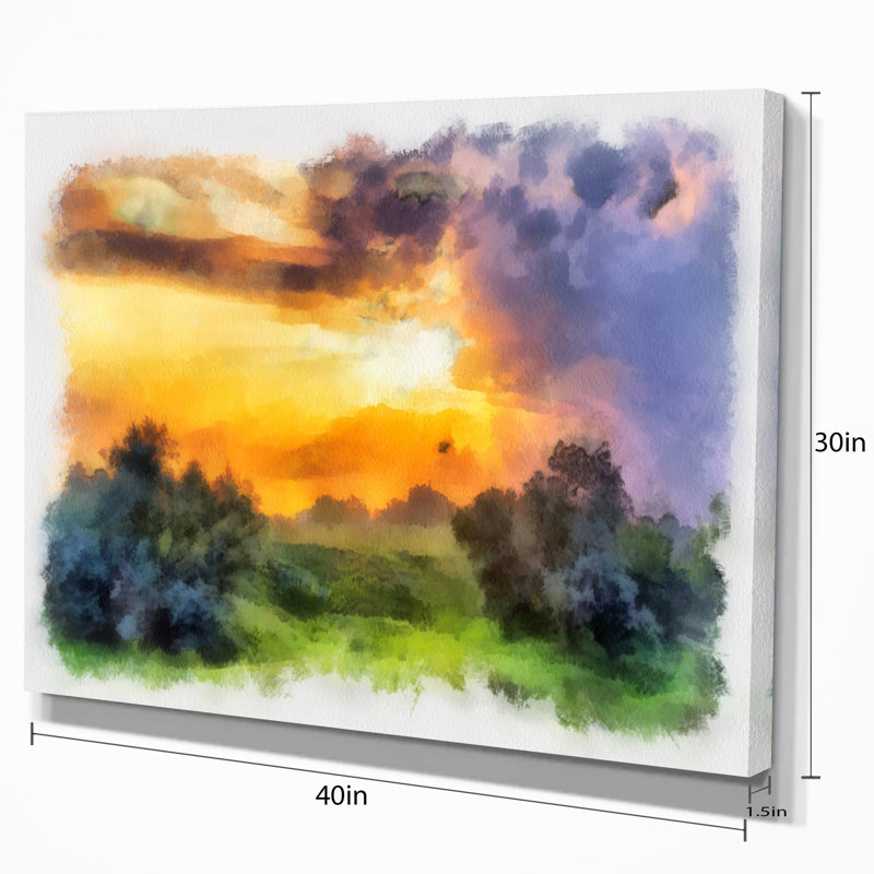Designart Beautiful Landscape Watercolor Painting Print On