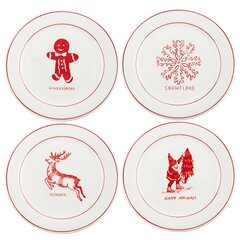 Details about   Christmas Set 0f 4 Plates Reindeer Wishes 2005 G,F,T & Friends 7" Square Red 