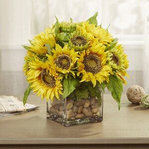 Faux Sunflowers in Vase