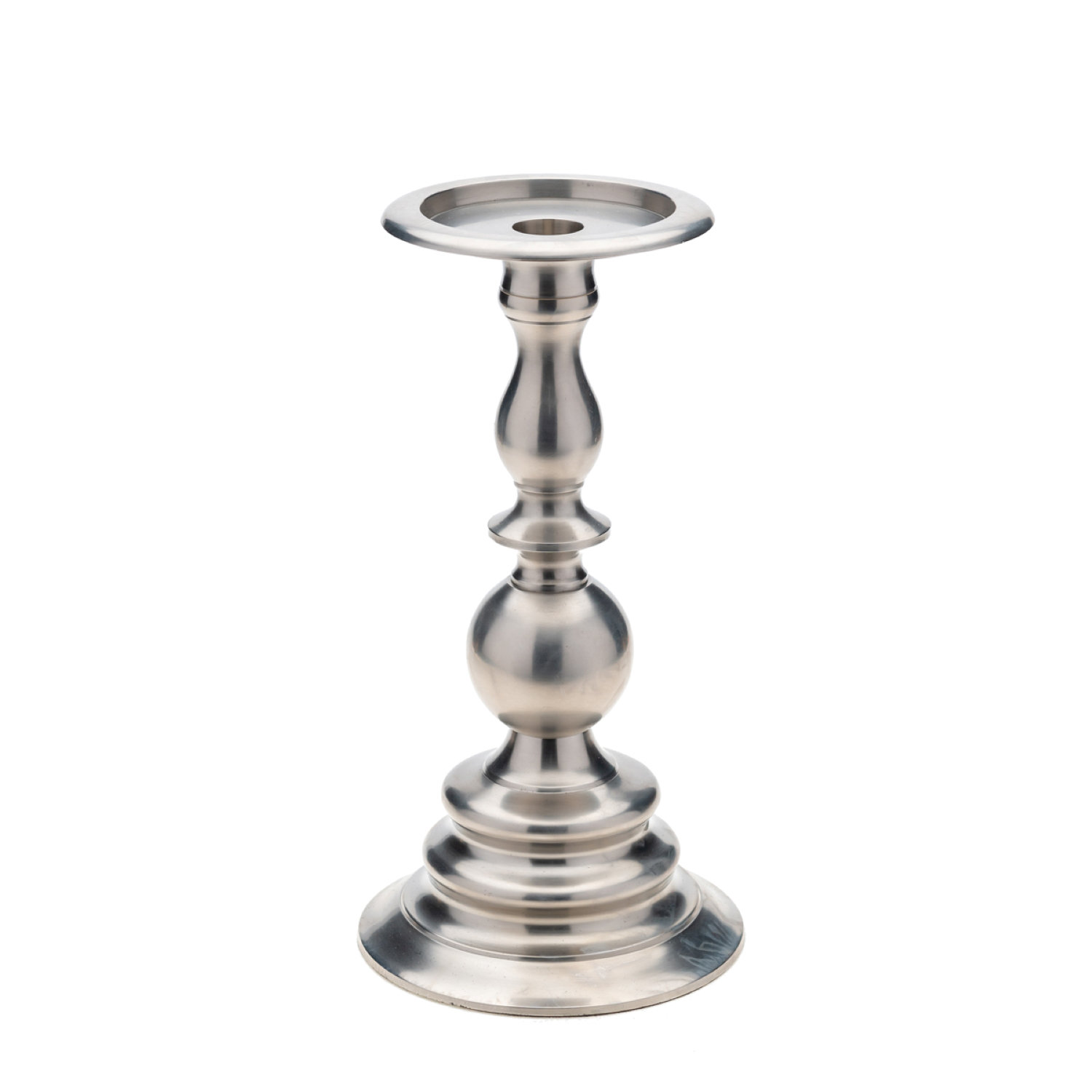 Charlton Home® Pewter Pillar Candlestick Holder Wayfair