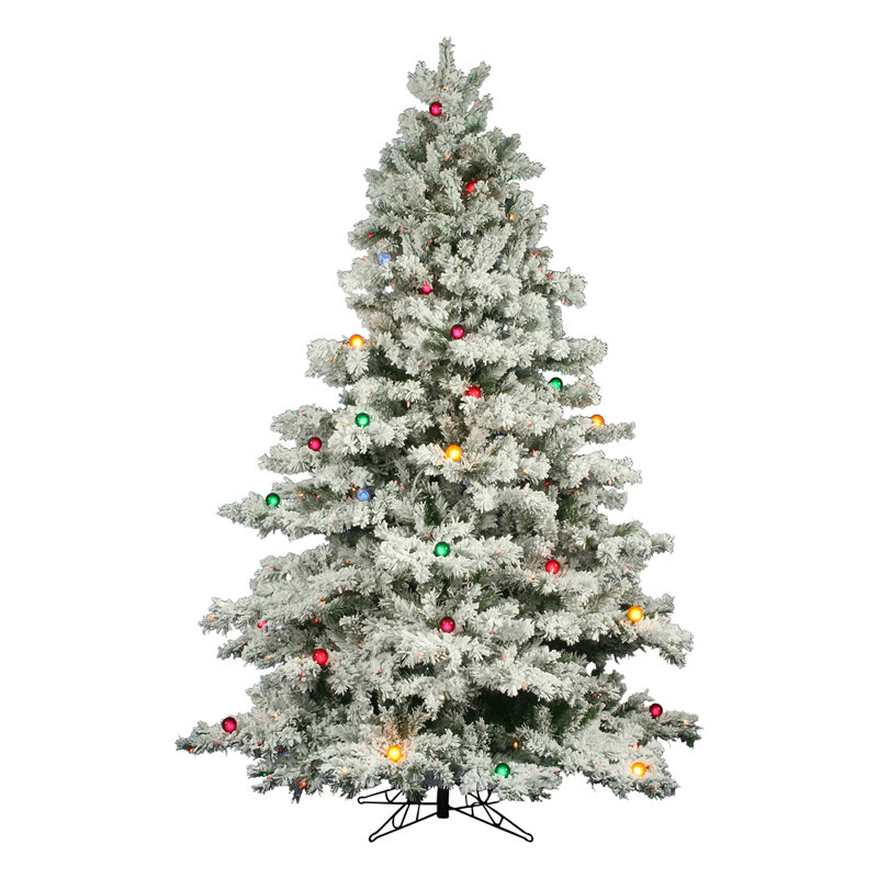 The Holiday Aisle Flocked Alaskan 9' White Artificial Christmas Tree Flocked Alaskan 9' White Artificial Christmas Tree with 900 Dura-Lit and G50 Multi - The Holiday Aisle Flocked Alaskan 9' White Artificial Christmas Tree