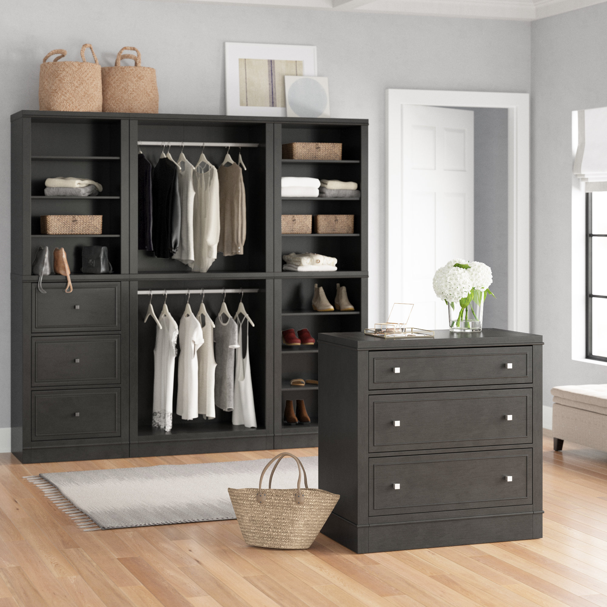 Three Posts Romsey 25" W 4 Piece Closet Storage Units | Wayfair