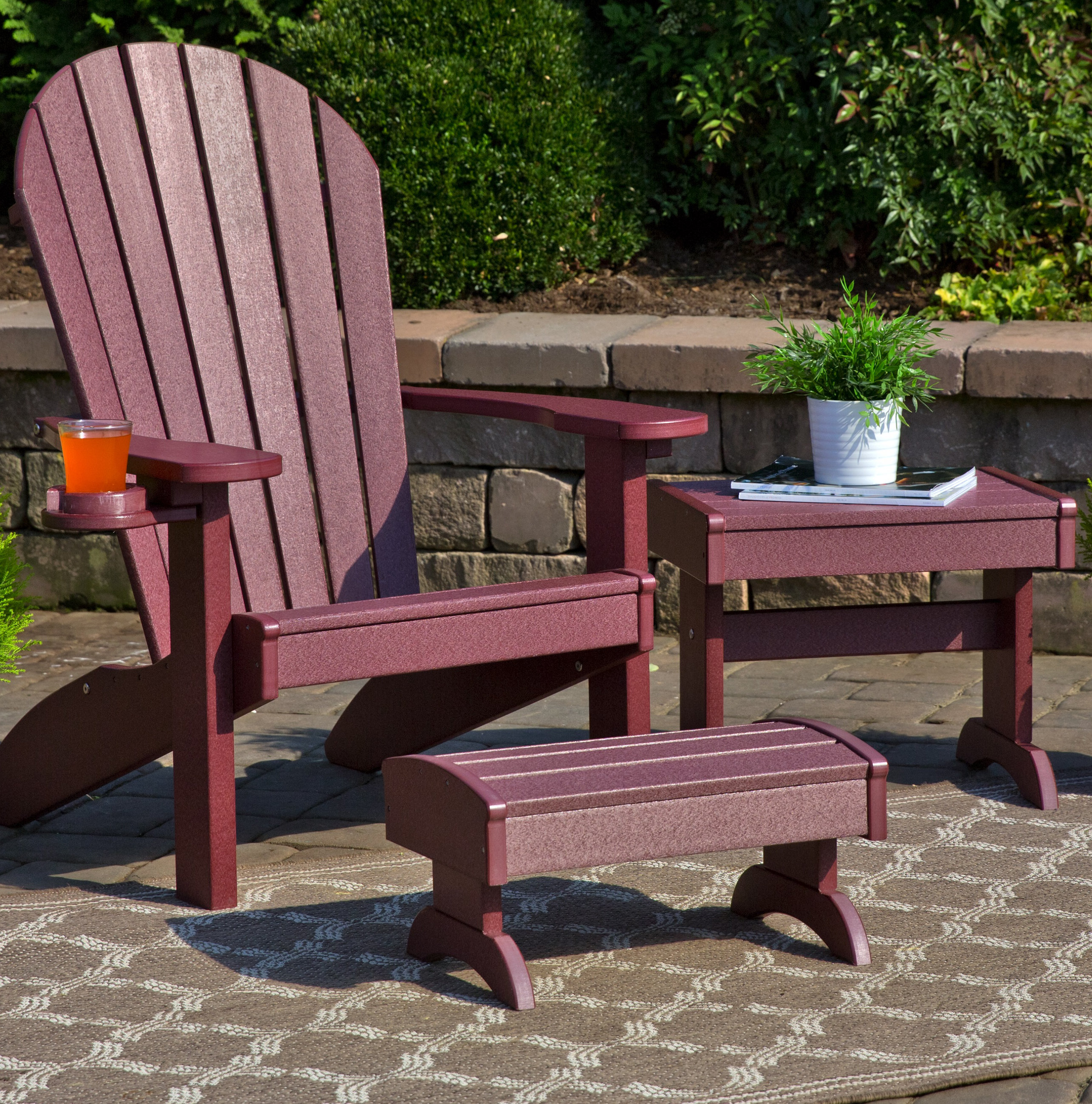 Kells 3 Piece Plastic Adirondack Chair Set With Ottoman And Table Kells 3 Piece Plastic Adirondack Chair Set With Ottoman And Table Joss Main