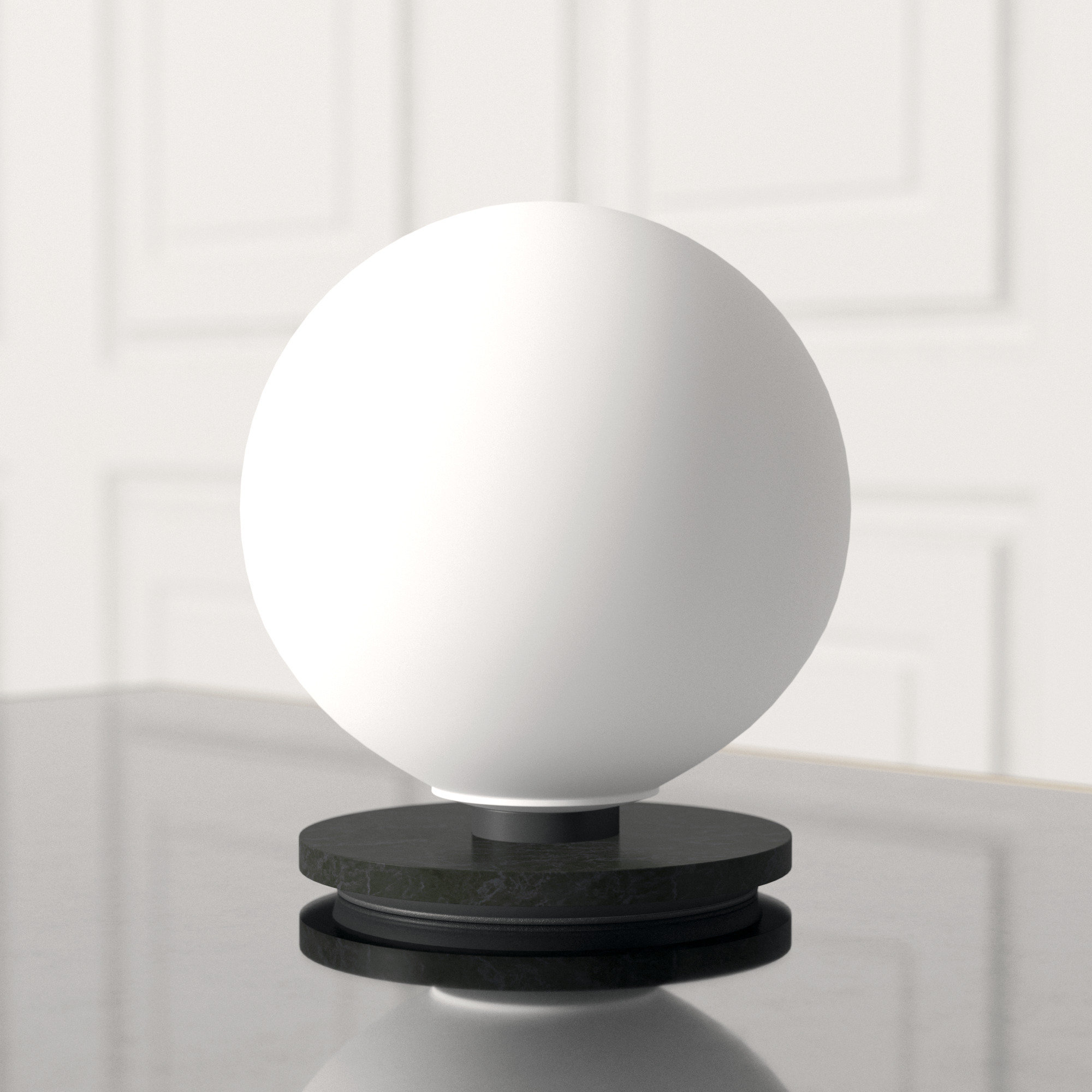 white globe table lamp