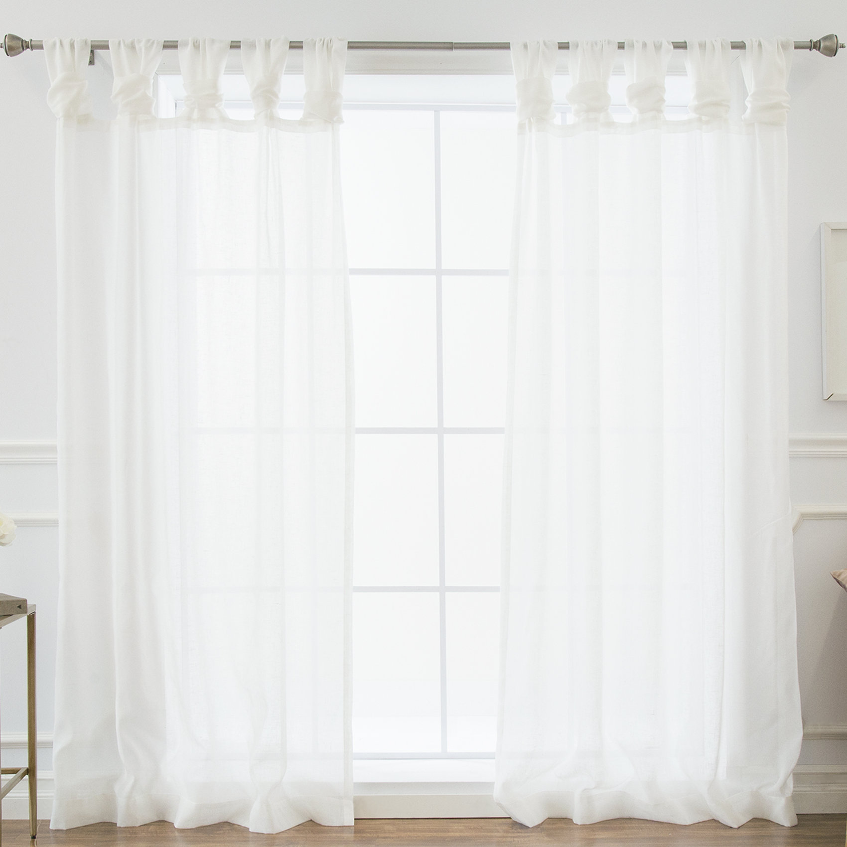 Birch Lane Twist Faux Linen Solid Sheer Tab Top Curtain Panels Birch Lane Twist Faux Linen Solid Sheer Tab Top Curtain Panels Reviews Wayfair