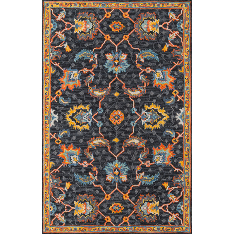 World Menagerie Lancaster Oriental Handmade Tufted Wool Charcoal Area Rug Reviews Wayfair