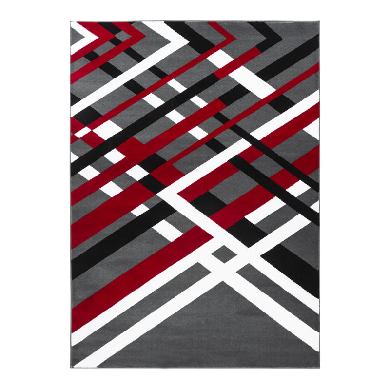 Ebern Designs Velez Modern Abstract Gray Black Red Area Rug Wayfair Ebern Designs Velez Modern Abstract