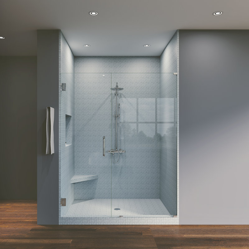 Waterfall Bath Enclosures 45 5 X 76 Hinged Frameless Shower Door Reviews Wayfair