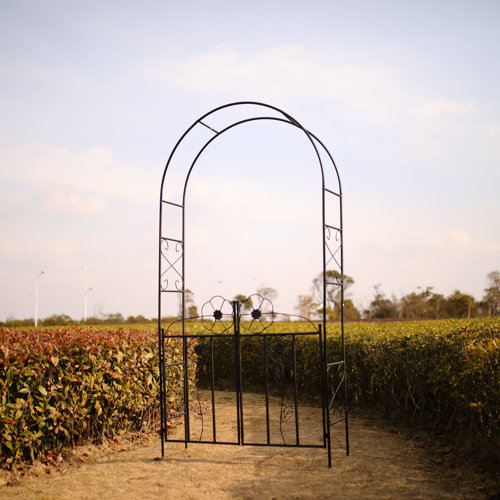 1. GO Garden Arched Steel Arbor with Gate & Reviews | Wayfair