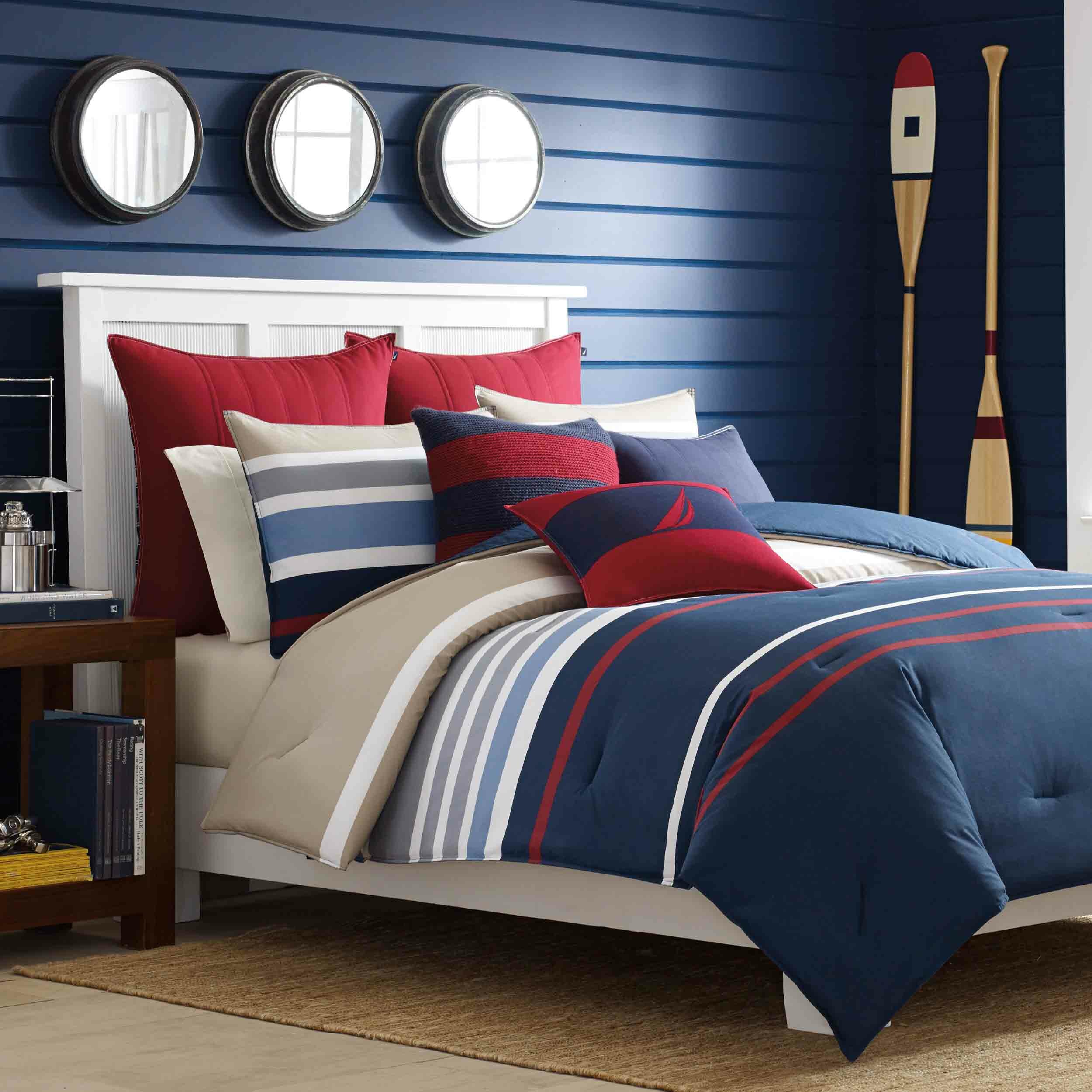 red and blue duvet set