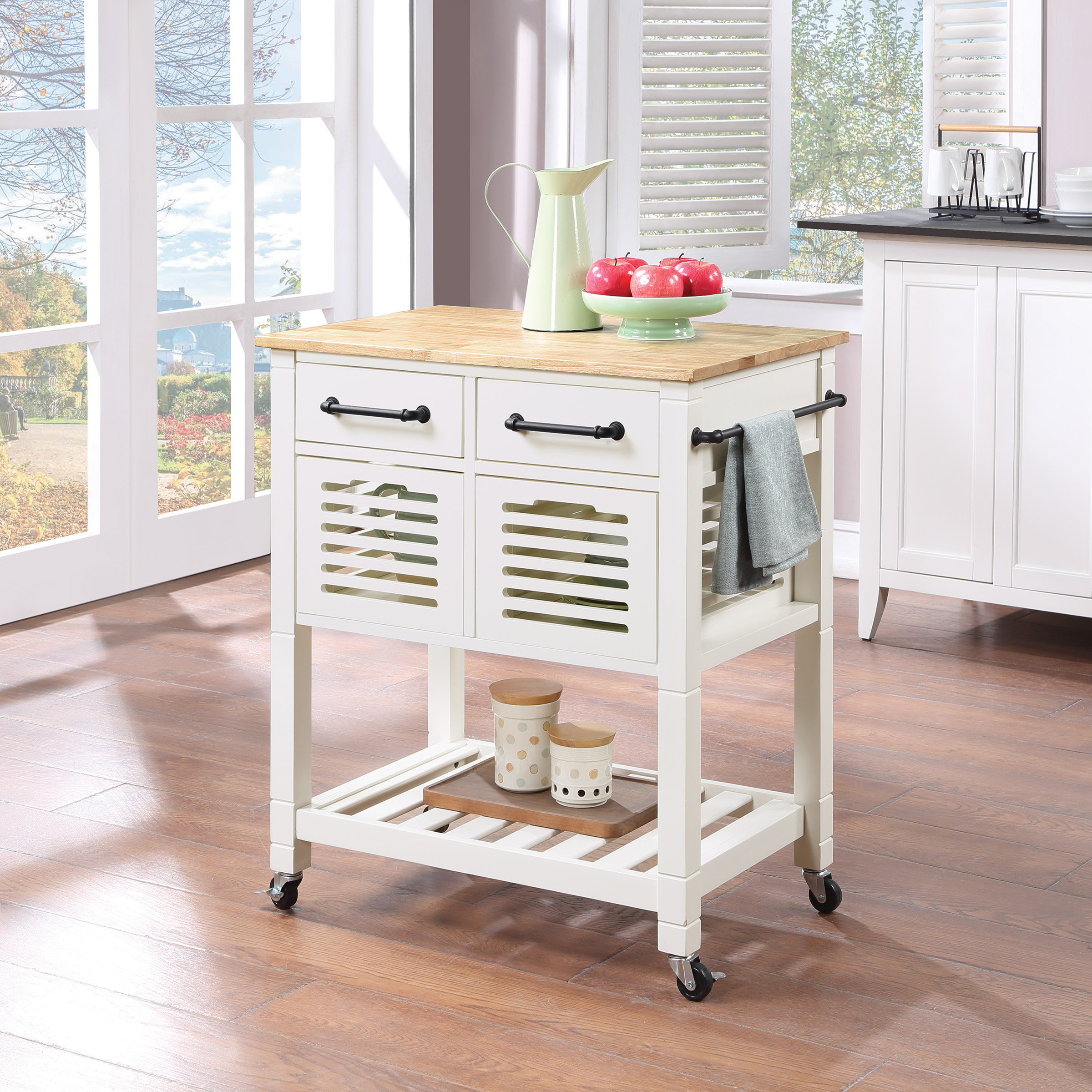 Red Barrel Studio® 30.75'' Solid Wood Kitchen Cart and Locking Wheels