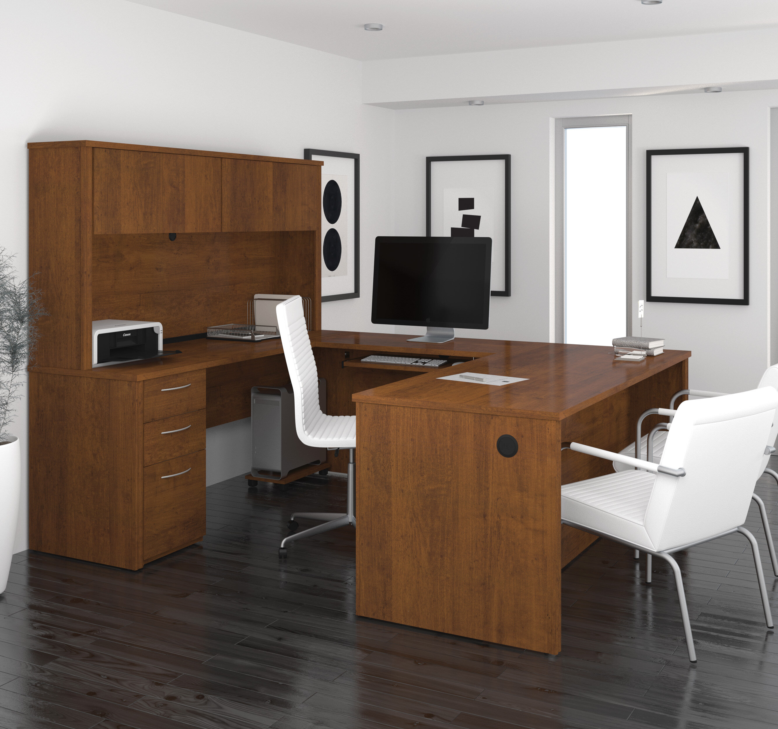 Latitude Run Karyn U Shape Computer Desk With Hutch Wayfair