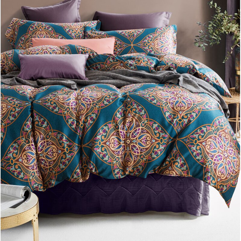 BEAUTIFUL MODERN CHIC PURPLE PLUM TROPICAL MOROCCAN GLOBAL EXOTIC QUILT SET NEW
