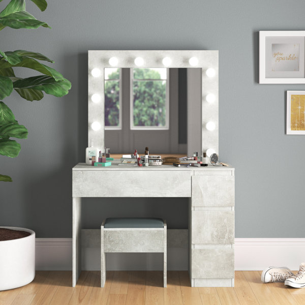 gumm sliding door dressing table set with mirror