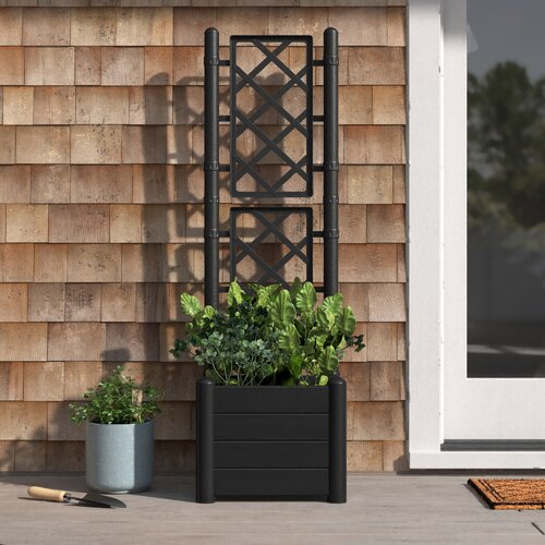 Sol 72 Outdoor™ Savannah Plastic Elevated Planter with Trellis ...